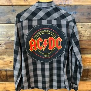 AC/DC One-of-a-Kind Helix Vintage Custom MadAndie Unisex Flannel - M